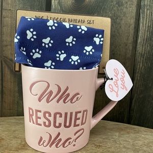 Pink mug and blue (dog) bandana gift set